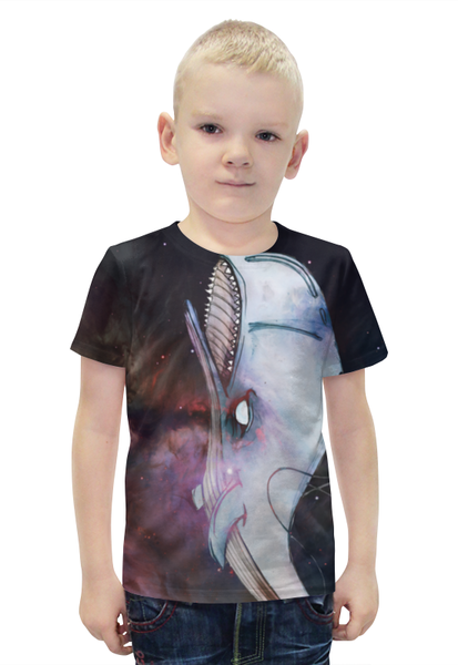 Заказать детскую футболку в Москве. Футболка с полной запечаткой для мальчиков Космический кит от Виктор Темнов - готовые дизайны и нанесение принтов.