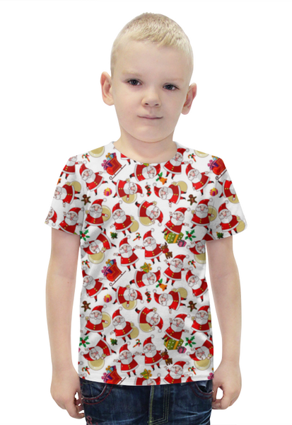 Заказать детскую футболку в Москве. Футболка с полной запечаткой для мальчиков Дед Мороз от Media M  - готовые дизайны и нанесение принтов.