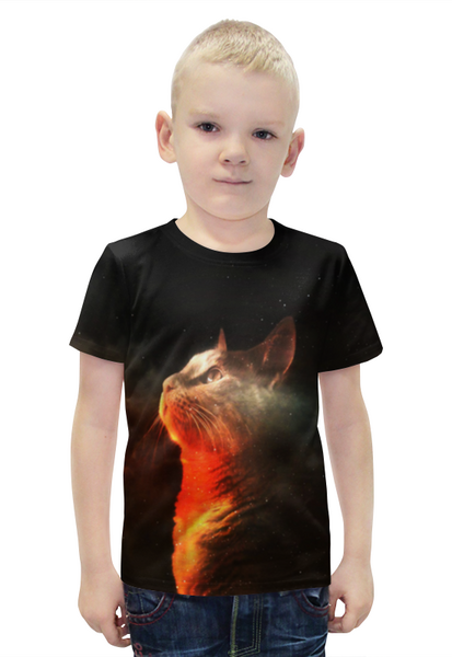 Заказать детскую футболку в Москве. Футболка с полной запечаткой для мальчиков Кошка от THE_NISE  - готовые дизайны и нанесение принтов.