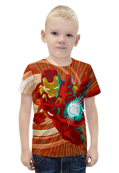 Заказать детскую футболку в Москве. Футболка с полной запечаткой для мальчиков HeroMan от balden - готовые дизайны и нанесение принтов.