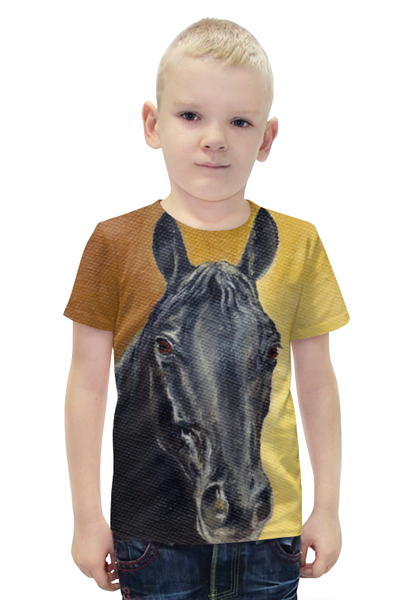 Заказать детскую футболку в Москве. Футболка с полной запечаткой для мальчиков Портрет лошади от Iya Akimova - готовые дизайны и нанесение принтов.