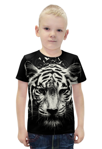 Заказать детскую футболку в Москве. Футболка с полной запечаткой для мальчиков Бенгальский тигр от printik - готовые дизайны и нанесение принтов.