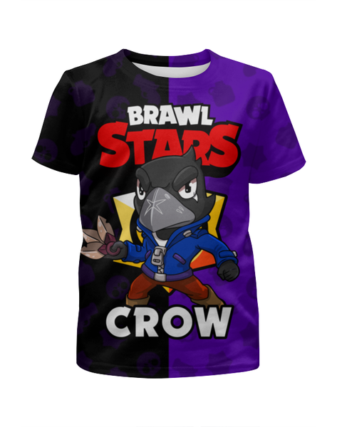 Заказать детскую футболку в Москве. Футболка с полной запечаткой для мальчиков BRAWL STARS CROW от geekbox - готовые дизайны и нанесение принтов.