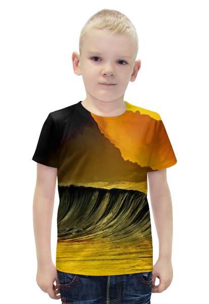Заказать детскую футболку в Москве. Футболка с полной запечаткой для мальчиков Волны моря от THE_NISE  - готовые дизайны и нанесение принтов.