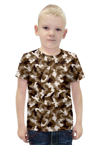Заказать детскую футболку в Москве. Футболка с полной запечаткой для мальчиков Коричневый камуфляж от THE_NISE  - готовые дизайны и нанесение принтов.