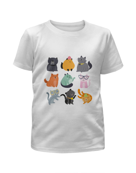 Заказать детскую футболку в Москве. Футболка с полной запечаткой для мальчиков Цветные кошки от Yaroslava - готовые дизайны и нанесение принтов.