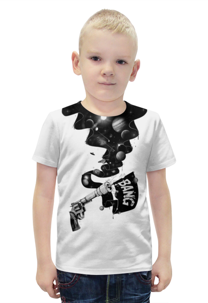 Заказать детскую футболку в Москве. Футболка с полной запечаткой для мальчиков Выстрел в космос от ISliM - готовые дизайны и нанесение принтов.