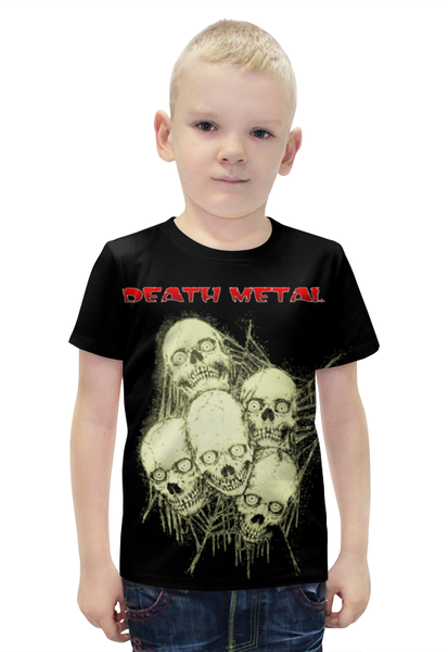 Заказать детскую футболку в Москве. Футболка с полной запечаткой для мальчиков Death Metal от Leichenwagen - готовые дизайны и нанесение принтов.