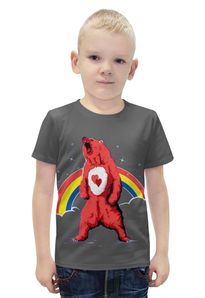 Заказать детскую футболку в Москве. Футболка с полной запечаткой для мальчиков Влюблённый медведь от Leichenwagen - готовые дизайны и нанесение принтов.
