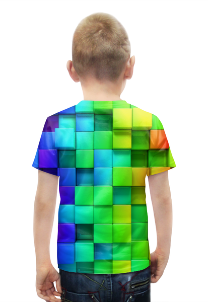 Заказать детскую футболку в Москве. Футболка с полной запечаткой для мальчиков Кубики от Niq=D - готовые дизайны и нанесение принтов.