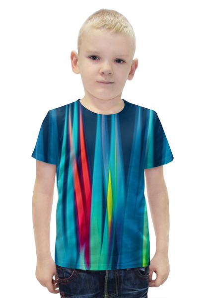 Заказать детскую футболку в Москве. Футболка с полной запечаткой для мальчиков Синие линии от THE_NISE  - готовые дизайны и нанесение принтов.