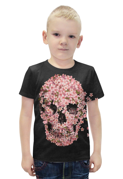 Заказать детскую футболку в Москве. Футболка с полной запечаткой для мальчиков розовый череп от olga - готовые дизайны и нанесение принтов.