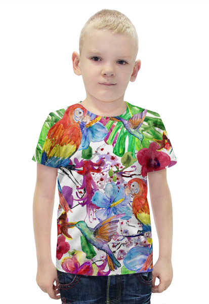 Заказать детскую футболку в Москве. Футболка с полной запечаткой для мальчиков попугаи от THE_NISE  - готовые дизайны и нанесение принтов.