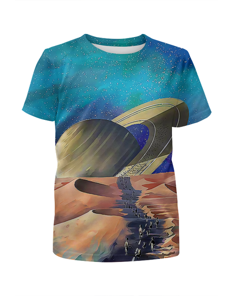 Заказать детскую футболку в Москве. Футболка с полной запечаткой для мальчиков Сатурн  от T-shirt print  - готовые дизайны и нанесение принтов.