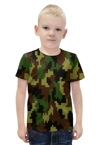 Заказать детскую футболку в Москве. Футболка с полной запечаткой для мальчиков Пиксели от THE_NISE  - готовые дизайны и нанесение принтов.