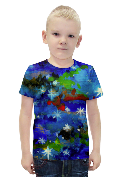 Заказать детскую футболку в Москве. Футболка с полной запечаткой для мальчиков Зимние звезды от d_ari.design@mail.ru - готовые дизайны и нанесение принтов.