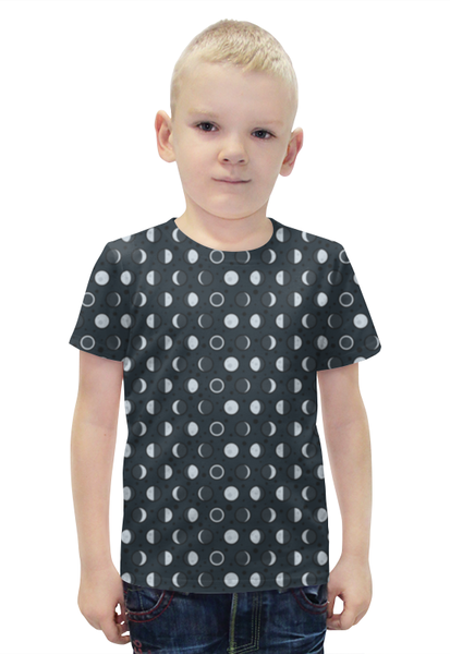 Заказать детскую футболку в Москве. Футболка с полной запечаткой для мальчиков Фазы лун от megashmot - готовые дизайны и нанесение принтов.