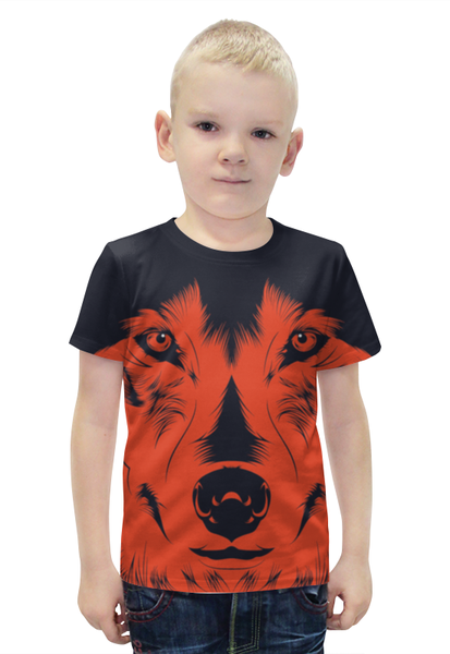 Заказать детскую футболку в Москве. Футболка с полной запечаткой для мальчиков Волк Красный от Виктор Гришин - готовые дизайны и нанесение принтов.