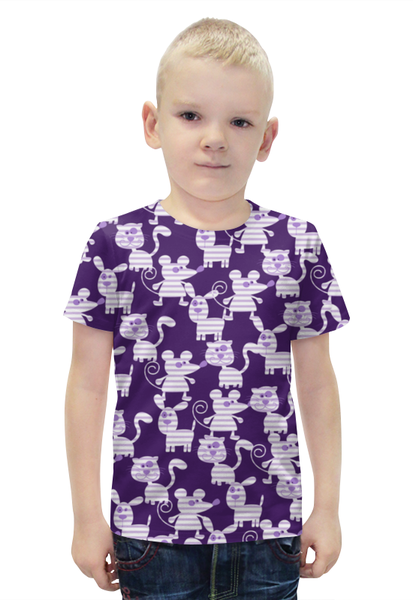 Заказать детскую футболку в Москве. Футболка с полной запечаткой для мальчиков Коты, мыши и собаки от valezar - готовые дизайны и нанесение принтов.