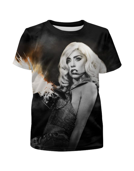 Заказать детскую футболку в Москве. Футболка с полной запечаткой для мальчиков Lady Gaga от Broadway music - готовые дизайны и нанесение принтов.