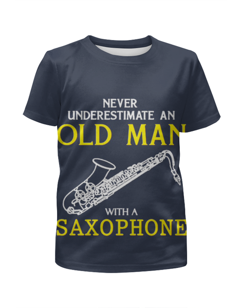 Заказать детскую футболку в Москве. Футболка с полной запечаткой для мальчиков Old man saxophone  от ПРИНТЫ ПЕЧАТЬ  - готовые дизайны и нанесение принтов.