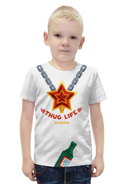 Заказать детскую футболку в Москве. Футболка с полной запечаткой для мальчиков Thug Life (Moscow) от Биг Хамустер - готовые дизайны и нанесение принтов.