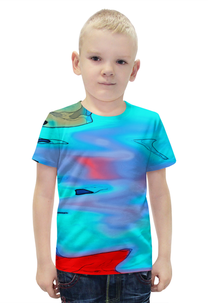 Заказать детскую футболку в Москве. Футболка с полной запечаткой для мальчиков Блики на воде от THE_NISE  - готовые дизайны и нанесение принтов.