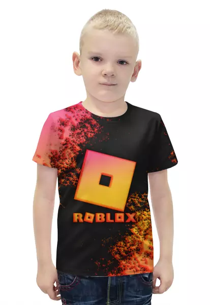 Заказать детскую футболку в Москве. Футболка с полной запечаткой для мальчиков Roblox неон от weeert - готовые дизайны и нанесение принтов.
