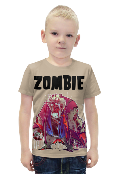 Заказать детскую футболку в Москве. Футболка с полной запечаткой для мальчиков Zombie Cat от Leichenwagen - готовые дизайны и нанесение принтов.
