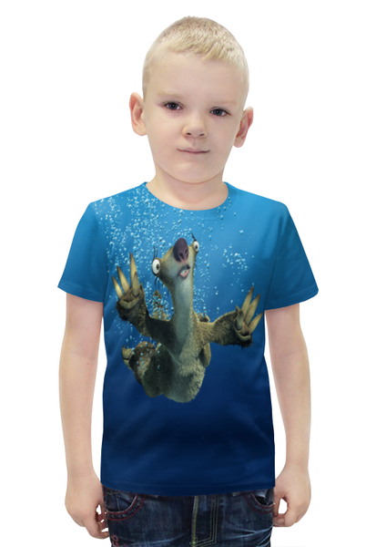 Заказать детскую футболку в Москве. Футболка с полной запечаткой для мальчиков Ледниковый период (Сид под водой) от Аня Лукьянова - готовые дизайны и нанесение принтов.