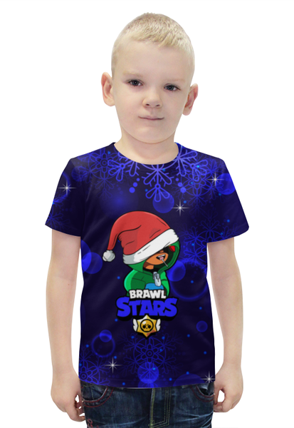 Заказать детскую футболку в Москве. Футболка с полной запечаткой для мальчиков Brawl Stars НОВОГОДНИЙ  от weeert - готовые дизайны и нанесение принтов.