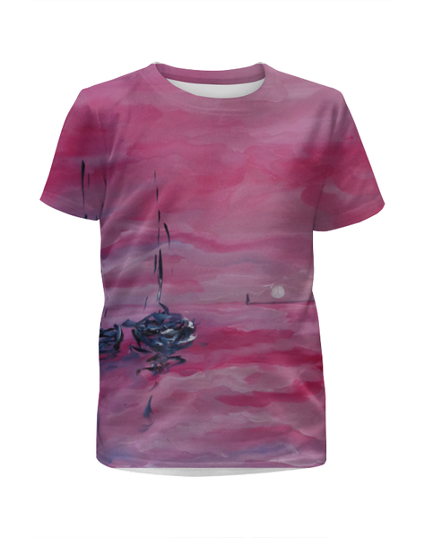 Заказать детскую футболку в Москве. Футболка с полной запечаткой для мальчиков розовый закат от rikart - готовые дизайны и нанесение принтов.