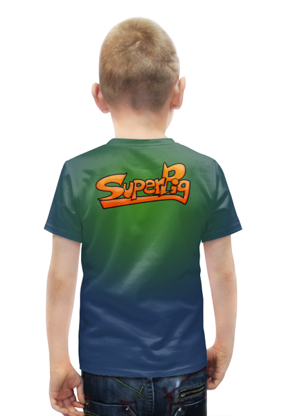 Заказать детскую футболку в Москве. Футболка с полной запечаткой для мальчиков СуперХрюша от balden - готовые дизайны и нанесение принтов.