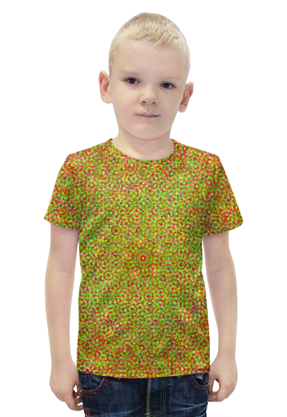Заказать детскую футболку в Москве. Футболка с полной запечаткой для мальчиков Glitch art (солнечное сплетение) от Wax  - готовые дизайны и нанесение принтов.