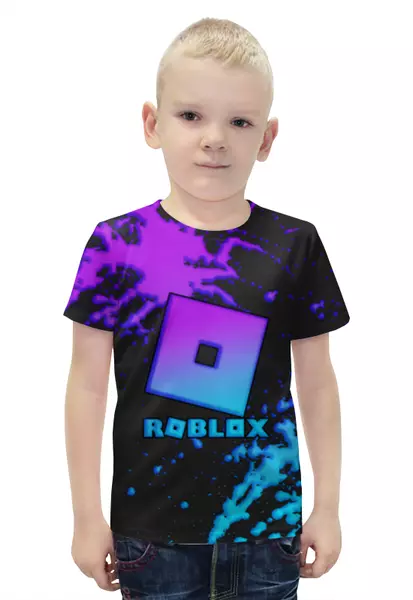 Заказать детскую футболку в Москве. Футболка с полной запечаткой для мальчиков Roblox неоновый  от weeert - готовые дизайны и нанесение принтов.