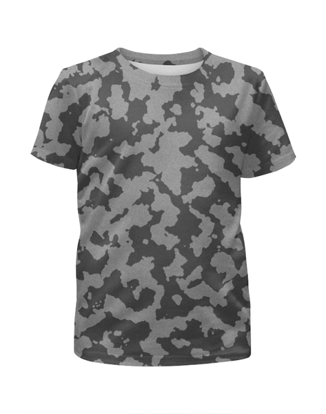 Заказать детскую футболку в Москве. Футболка с полной запечаткой для мальчиков Тёмно-Серый Камуфляж от armyshop - готовые дизайны и нанесение принтов.