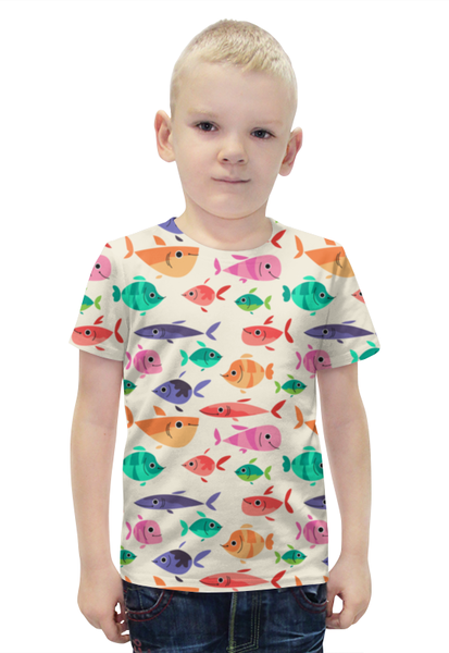 Заказать детскую футболку в Москве. Футболка с полной запечаткой для мальчиков Рыбки от Romanova - готовые дизайны и нанесение принтов.