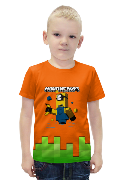 Заказать детскую футболку в Москве. Футболка с полной запечаткой для мальчиков Minecraft    от T-shirt print  - готовые дизайны и нанесение принтов.