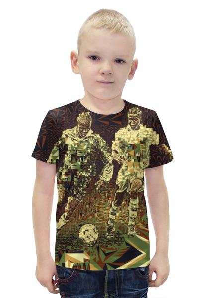 Заказать детскую футболку в Москве. Футболка с полной запечаткой для мальчиков Футбольная мозайка от CoolDesign - готовые дизайны и нанесение принтов.