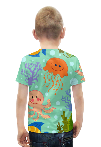Заказать детскую футболку в Москве. Футболка с полной запечаткой для мальчиков Океан от T-shirt print  - готовые дизайны и нанесение принтов.
