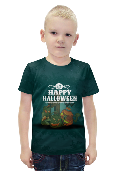 Заказать детскую футболку в Москве. Футболка с полной запечаткой для мальчиков HALLOWEEN PARTY от CoolDesign - готовые дизайны и нанесение принтов.