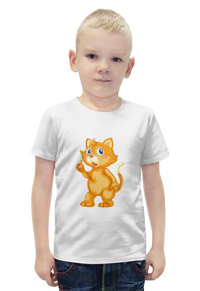 Заказать детскую футболку в Москве. Футболка с полной запечаткой для мальчиков Рыжий кот от Yaroslava - готовые дизайны и нанесение принтов.