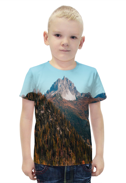 Заказать детскую футболку в Москве. Футболка с полной запечаткой для мальчиков Скалы и лес от THE_NISE  - готовые дизайны и нанесение принтов.
