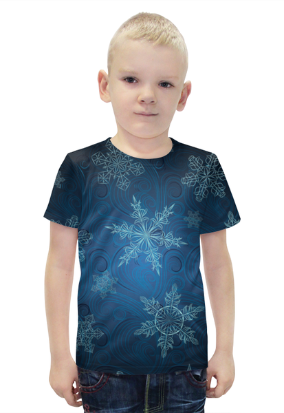 Заказать детскую футболку в Москве. Футболка с полной запечаткой для мальчиков Снежинка от queen  - готовые дизайны и нанесение принтов.