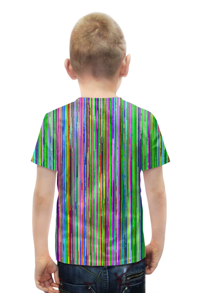Заказать детскую футболку в Москве. Футболка с полной запечаткой для мальчиков glitch art (полосы) от Wax  - готовые дизайны и нанесение принтов.