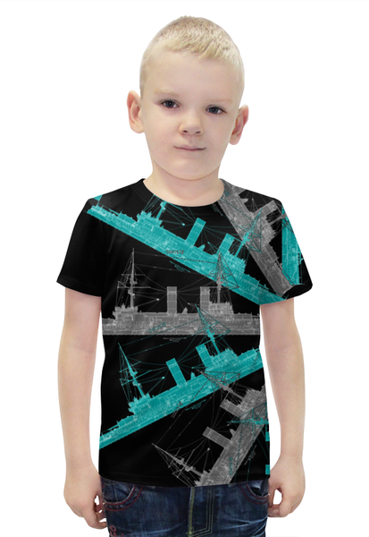 Заказать детскую футболку в Москве. Футболка с полной запечаткой для мальчиков Корабль от футболКО - готовые дизайны и нанесение принтов.