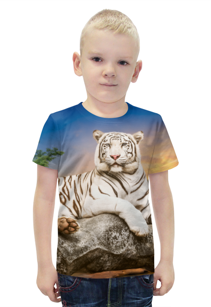 Заказать детскую футболку в Москве. Футболка с полной запечаткой для мальчиков Белый тигр от THE_NISE  - готовые дизайны и нанесение принтов.