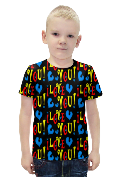 Заказать детскую футболку в Москве. Футболка с полной запечаткой для мальчиков I love You от THE_NISE  - готовые дизайны и нанесение принтов.