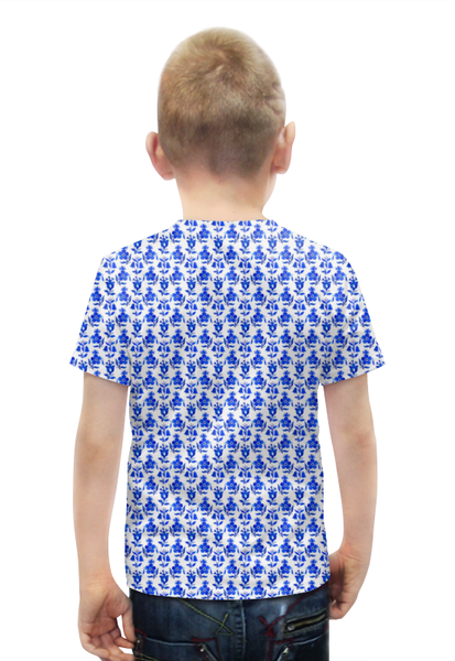 Заказать детскую футболку в Москве. Футболка с полной запечаткой для мальчиков голубые цветы от THE_NISE  - готовые дизайны и нанесение принтов.