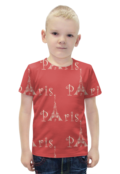 Заказать детскую футболку в Москве. Футболка с полной запечаткой для мальчиков Эйфелева башня от irinavk - готовые дизайны и нанесение принтов.
